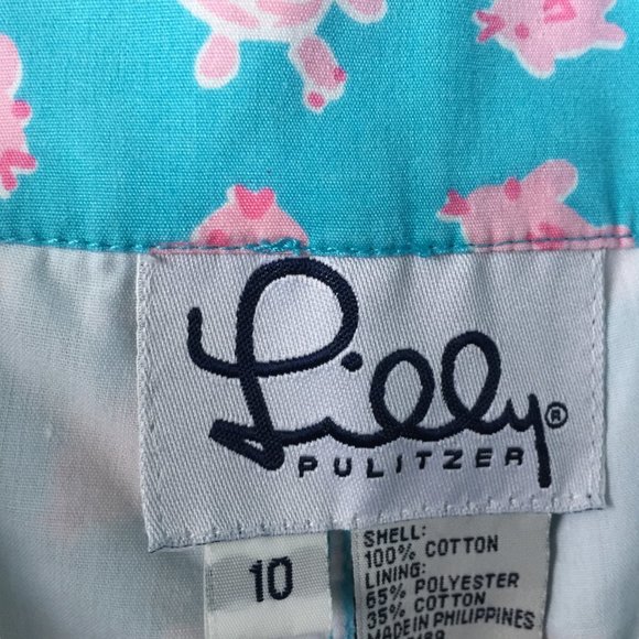 Lilly Pulitzer Blue/ Pink Turtle Print Crop Leg Pants Size 10 - Picture 6 of 6